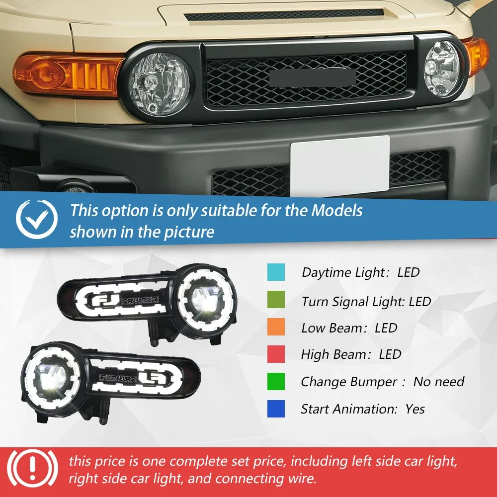 S54c552ea1bc147cd978ce05af6069c2cF.webp Car Lights For Toyota FJ Cruiser 2007-2017 LED DRL Auto Headlight Assembly Upgrade Startup Effect Projector Lens Accessories - Image 1