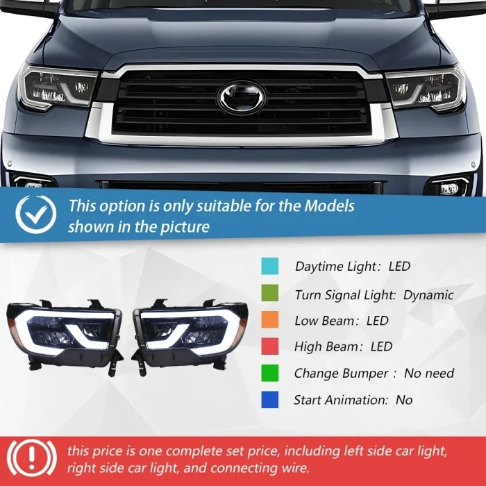 Auto Headlights For Toyota Tundra Sequoia 2007-2013 Upgrade 2018 Styling LED Car Front lamps Assembly Projector Lens Accessories - Image 2