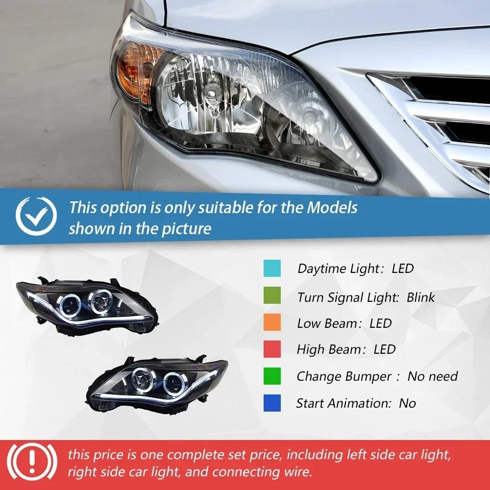 S592d725f050f4d2b91436ad4e293dba3z.webp For Toyota Corolla 2011-2013 LED Car Front Lamps Assembly Upgrade New High Configure Projector Lens Auto Headlights Accessories - Image 1