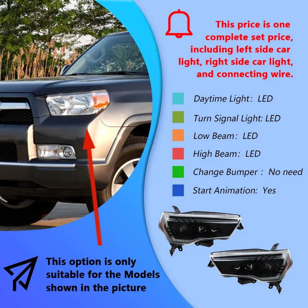 S60b9504e7405430db7413ab1b28633c5R.webp For Toyota 4Runner 2010-2023 Auto Headlights Assembly Upgrade New style High Quality Dynamic LED Projector lens Car Accessories - Image 1