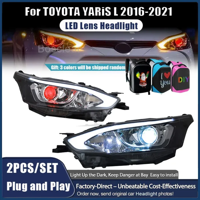2pcs Headlamps For TOYOTA YARiS L Headlights Assembly 2016-2021 LED Daytime Running Light Turning Lamp Evil Magic Eye Lens Xenon - Image 2
