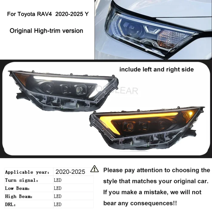 Car Lights For Toyota RAV4 Headlights 2019-2022 2023 2024 2025 LED Projetor Headlamp Daytime Running Lamp Automotive Accessories - Image 2