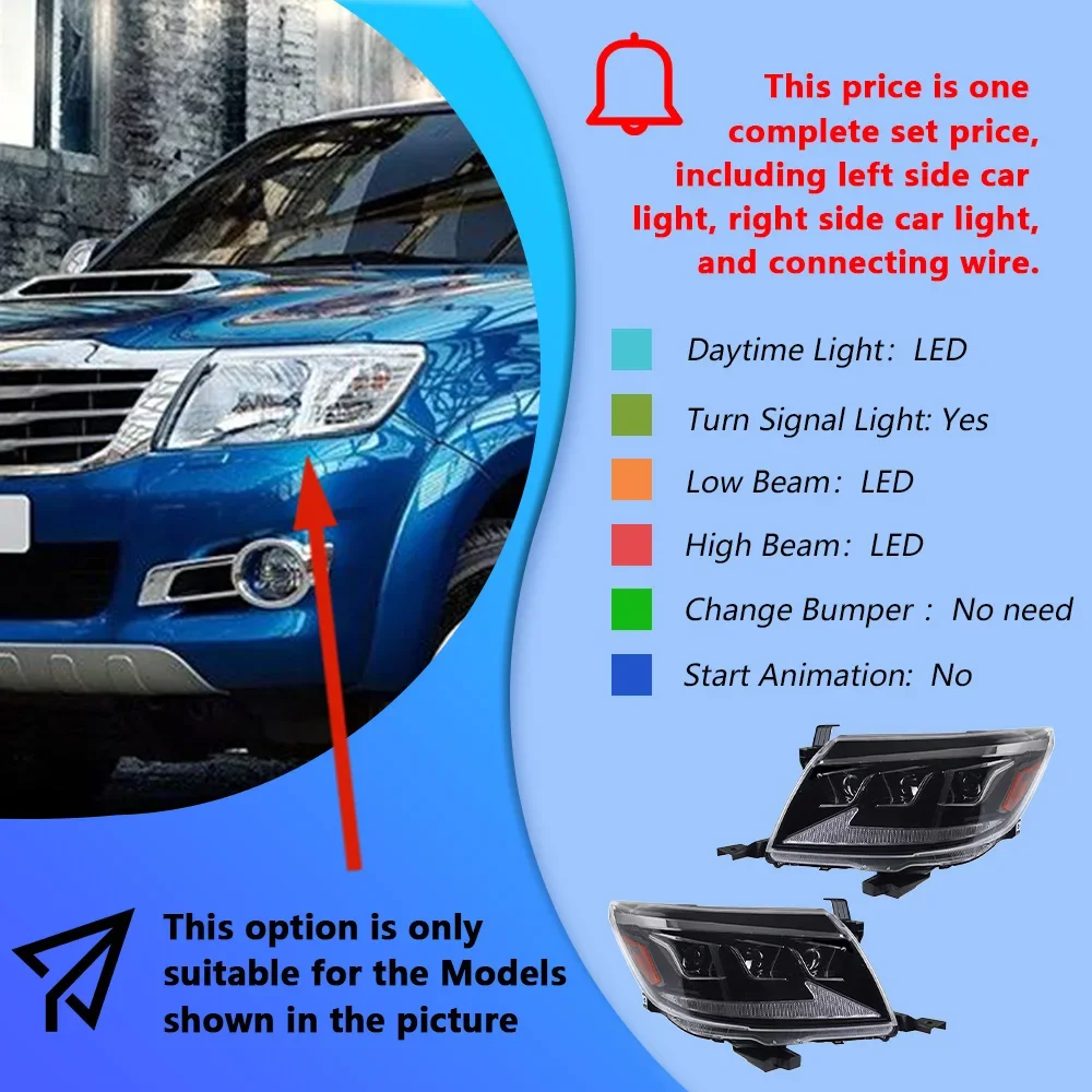 S694f62272995484d8a8aaeeed7338e33H.webp For Toyota Hilux Vigo 2012-2014 Car Front Lamps Upgrade High Quality 3 Projector Lens Accessories LED Auto Headlights Assembly - Image 1