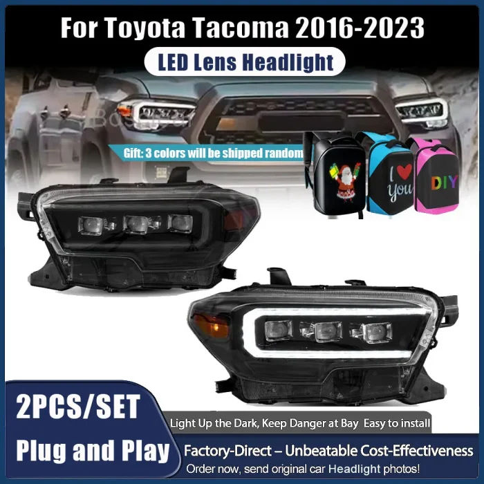 Car Front Lamps Assembly for Toyota Tacoma 2016-2023 LED Auto Headlights Projector Lens LED Daytime Running Lights Plug and Play - Image 3