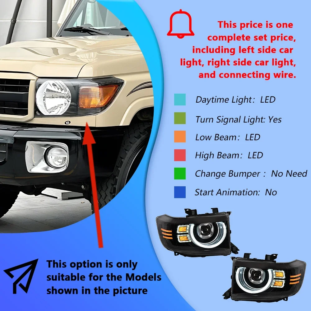 S71498d469d394a179185bf61dac82c30H.webp For Toyota Land Cruiser LC71 LC76 LC78 LC79 2006-2023 Headlight Assembly Upgrade Protective Style LED Projector Lens Accessories - Image 1