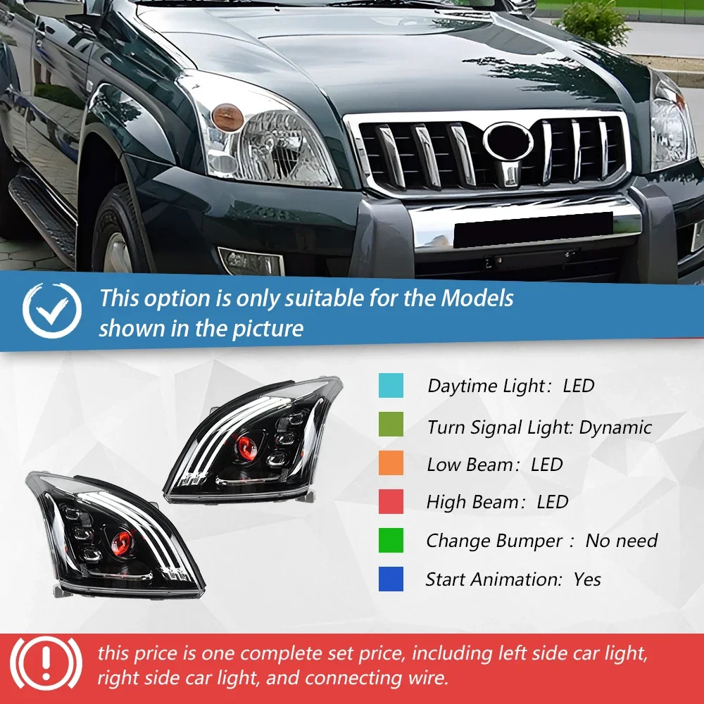 S7d36347fb4b743f5b63f46b0d86d8b0eA.webp Car Front lamps for Toyota Prado 2004-2009 LED Auto Headlight Upgraded New Maybach design Dynamic Turn Signal Light Accessories - Image 1