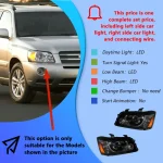 LED Auto Headlights Assembly For Toyota Highlander 2000-2007 Upgrade High Quality Projector Lens Plug and Play Accessories