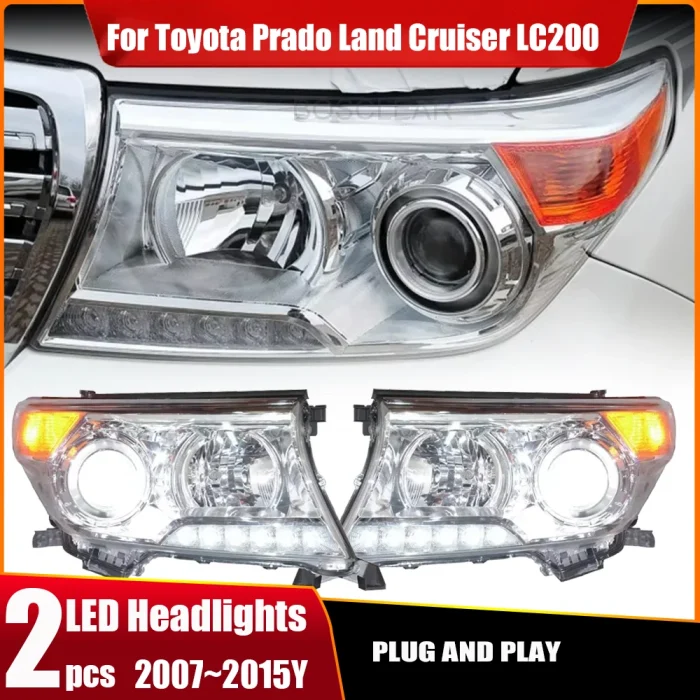 Car Front Lights For Toyota Land Cruiser LED Headlights LC200 2007 2008-2015 Headlamp DRL Lights Assembly Automotive Accessories - Image 2