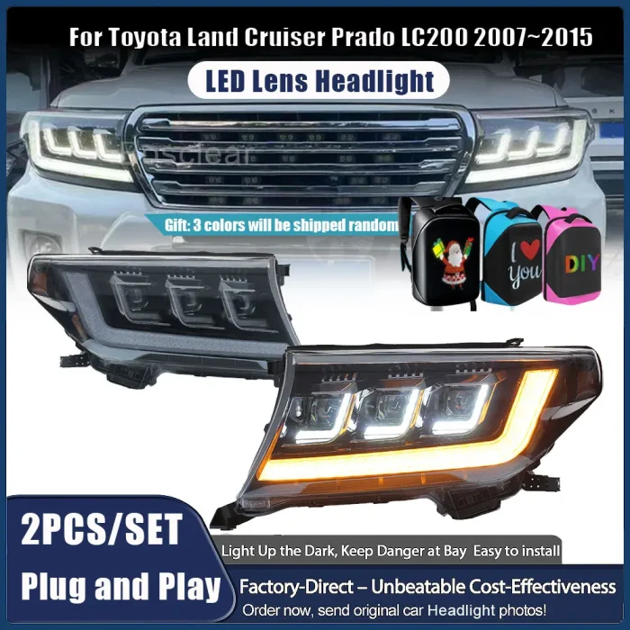 Front Headlamps Fit For Land Cruiser LC200 2007 2008 2009-2013 2014 2015 Front Lamps Assembly Led Lights With Turn Signal Light - Image 5