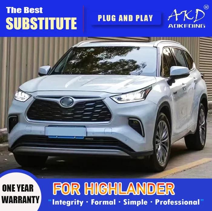 AKD Head Lamp for Toyota Highlander LED Headlight 2021-2022 Headlights DRL Turn Signal High Beam Angel Eye Projector Lens - Image 7