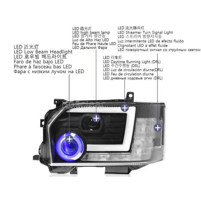 2pcs LED Car Headlights Assembly For Toyota Hiace 200 Series 2004-2019 Headlamps With Dynamic Running Light DRL Auto Accessories - Image 3