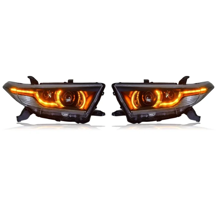 Pair Full LED Headlight Fit For Toyota Highlander 2012 2013 2014 Front Lamps Assembly Front Lamp Sequential Turning Signal DRL - Image 4