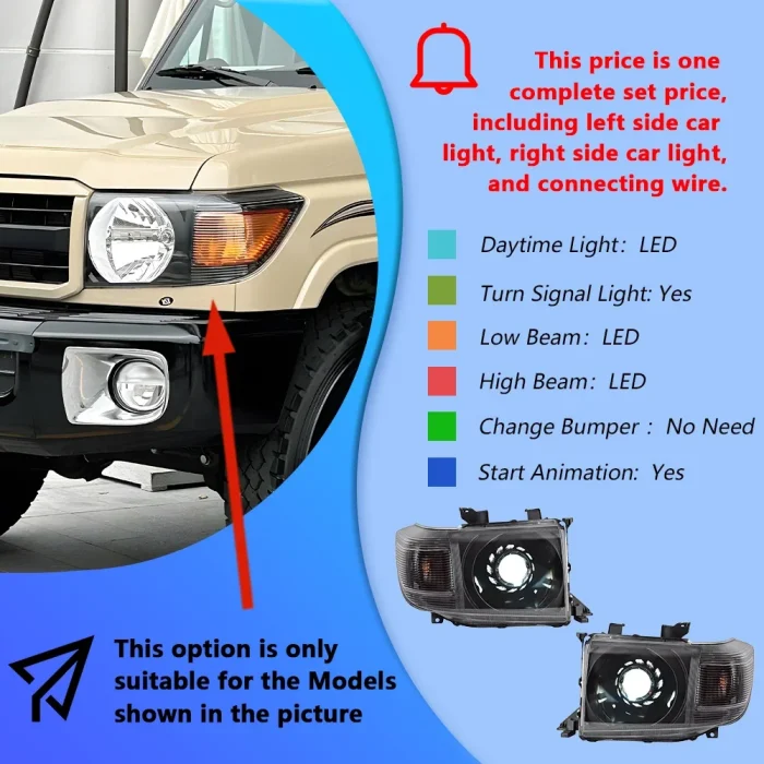 For Toyota Land Cruiser LC71 LC76 LC78 LC79 2006-2023 Headlight Assembly Upgrade Start Effect LED Projection Lens Accessories - Image 2