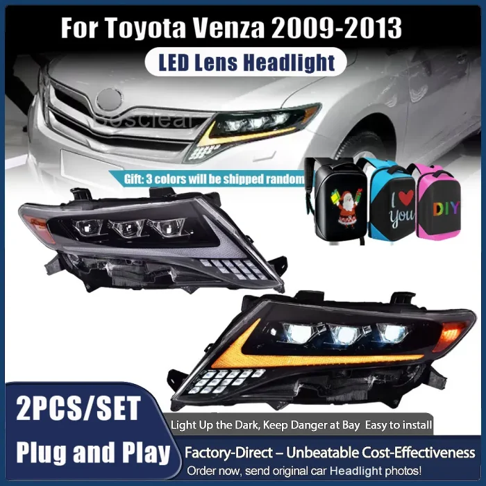 Head Lamp for Toyota Venza LED Headlight 2009 2010 2011 2012 2013 Headlight Hybrid DRL Turn Signal High Beam Angel Eye Projector - Image 2