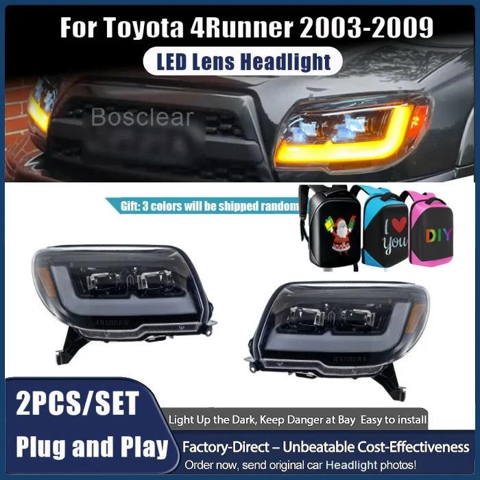 Car For Toyota 4Runner Headlights 2003-2007 2008 2009 Upgrade Modified to DRL Dynamic Turn Signal LED Headlamps Auto Accessories - Image 2
