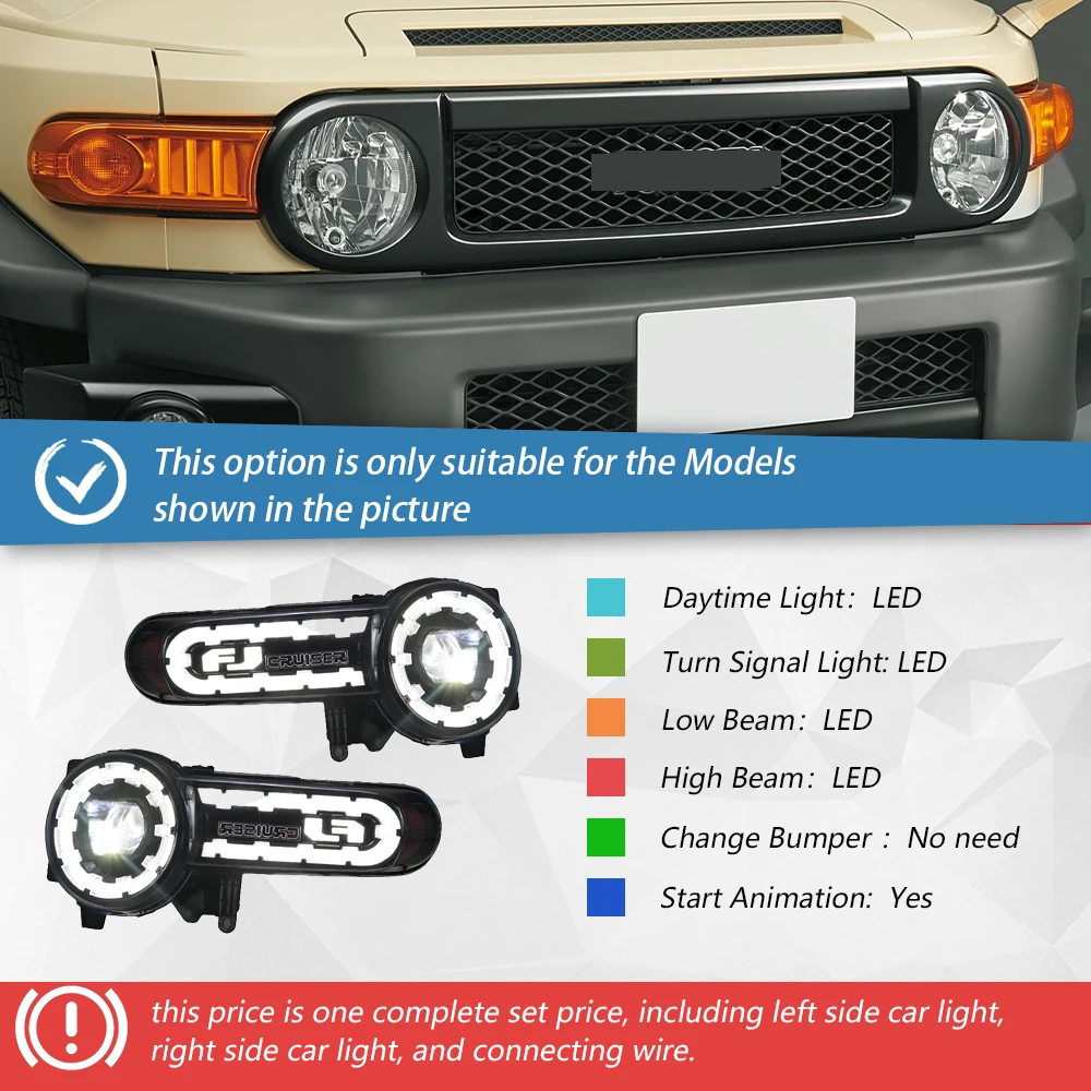 Sad7b7c2929ac4a8f939d8cd617b9e376m.webp Car Lights For Toyota FJ Cruiser 2007-2017 LED DRL Auto Headlight Assembly Upgrade Startup Effect Projector Lens Accessories - Image 1