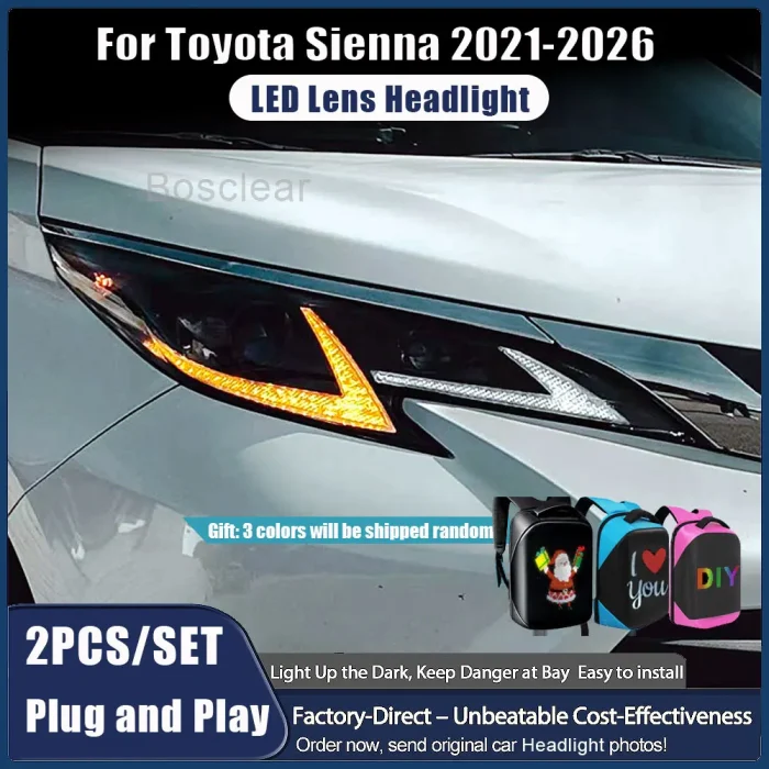 For Toyota Sienna Headlights 2021-2026 LED Projetor Head Lamps Daytime Running Light Flowing Turn Signal  Automotive Accessories - Image 2