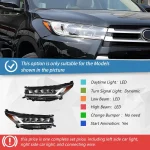 Car Front lamps For Toyota Highlander 2018-2021 New Upgrade  Angel Wings headlights Style Dynamic Turn Signal Light Accessories