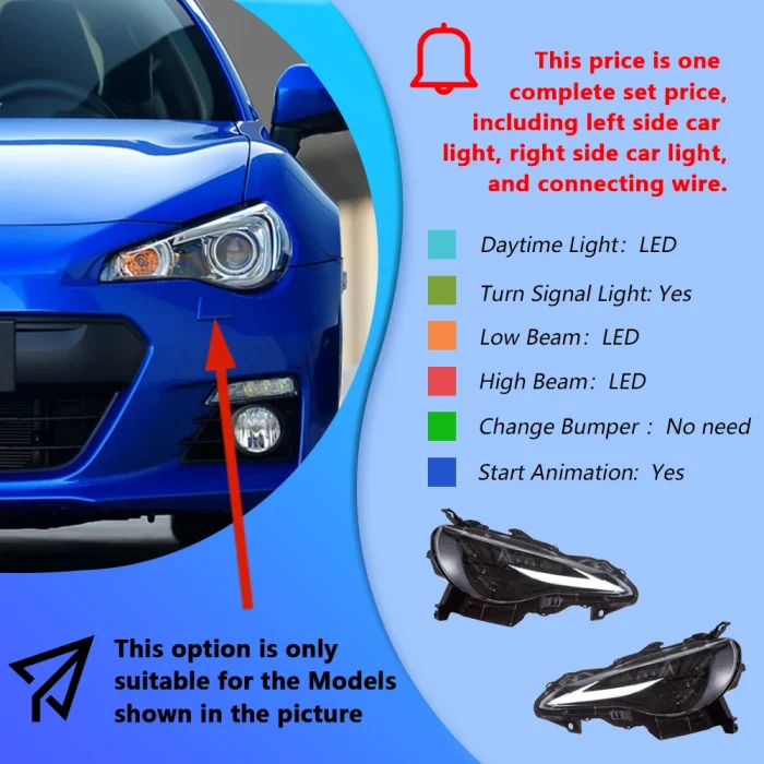 Car Front Lamps For Toyota GT86 Subaru BRZ 2012-2020 LED Auto Headlights Assembly Upgrade Dynamic Projector Lens Car Accessories - Image 2
