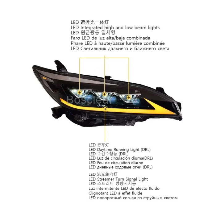 2pcs Headlights Assembly For Toyota Wish 2009-2015 LED Head Lamp Dynamic Turn Signals DRL Daytime Running Light Auto Accessories - Image 3