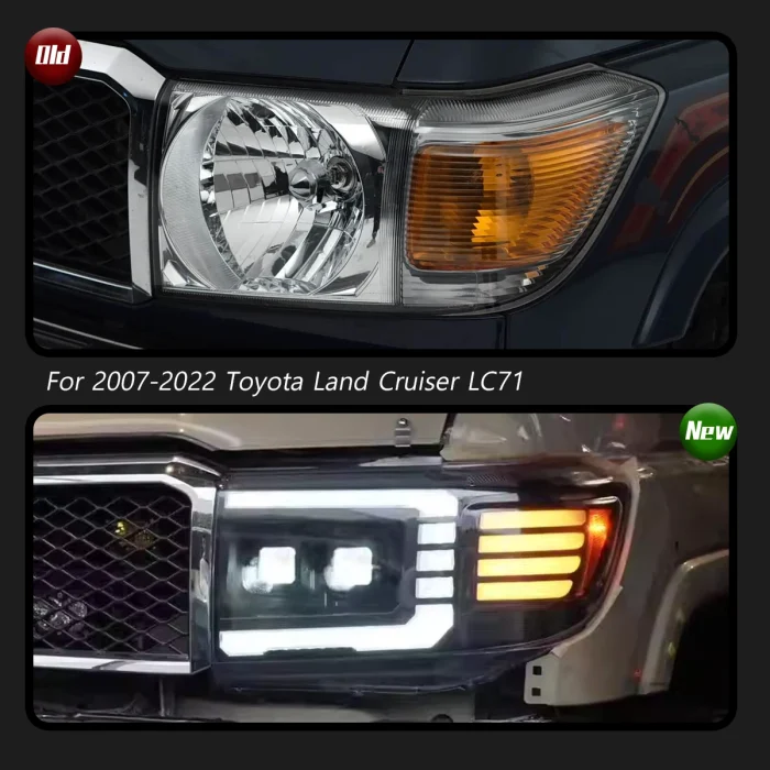 Car For Toyota Land Cruiser LC71 LC76 Headlight 2007-2022 Upgrade Modified to New DRL Dynamic Turn Signal LED Headlight Auto - Image 3