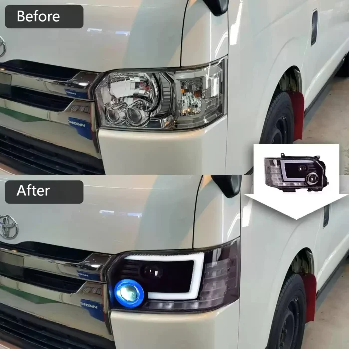 2pcs LED Car Headlights Assembly For Toyota Hiace 200 Series 2004-2019 Headlamps With Dynamic Running Light DRL Auto Accessories - Image 5