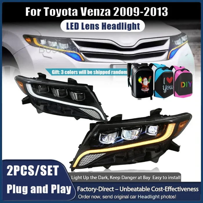 Car Lights for Toyota Venza LED Headlights 2009-2013 Head Lamps Assembly DRL Projector Lens Sequential Turn Signals Automotive - Image 2