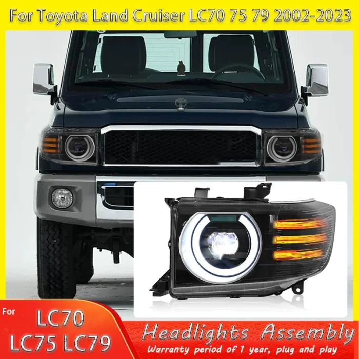 Car Lights For Toyota Land Cruiser LC70-75-79 2002-2023 Auto LED Headlight Newest Angel Eyes Design Refit Front Lamp Accessories - Image 3