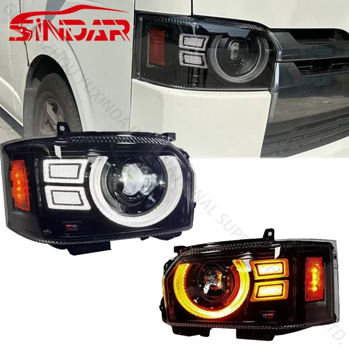 SINDAR For Toyota Hiace H200 Headlights Assembly Left/Right Side Complete Pair Set Direct Fit Replacement 2005-2018 LHD RHD - Image 2