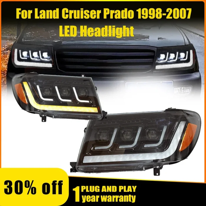 Head Lamp for TOYOTA Land Cruiser LED Headlight 1998-07 Headlights LC100 4500/4700 DRL Turn Signal High Beam Angel Eye Projector - Image 2