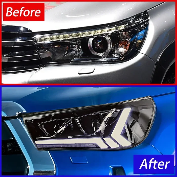 Car Head Lamp For Toyota Hilux Revo Vigo 2015-2021 Upgrade Projector Two Lens Dynamic Turn Signal Light Hot Sale  Accessories - Image 3