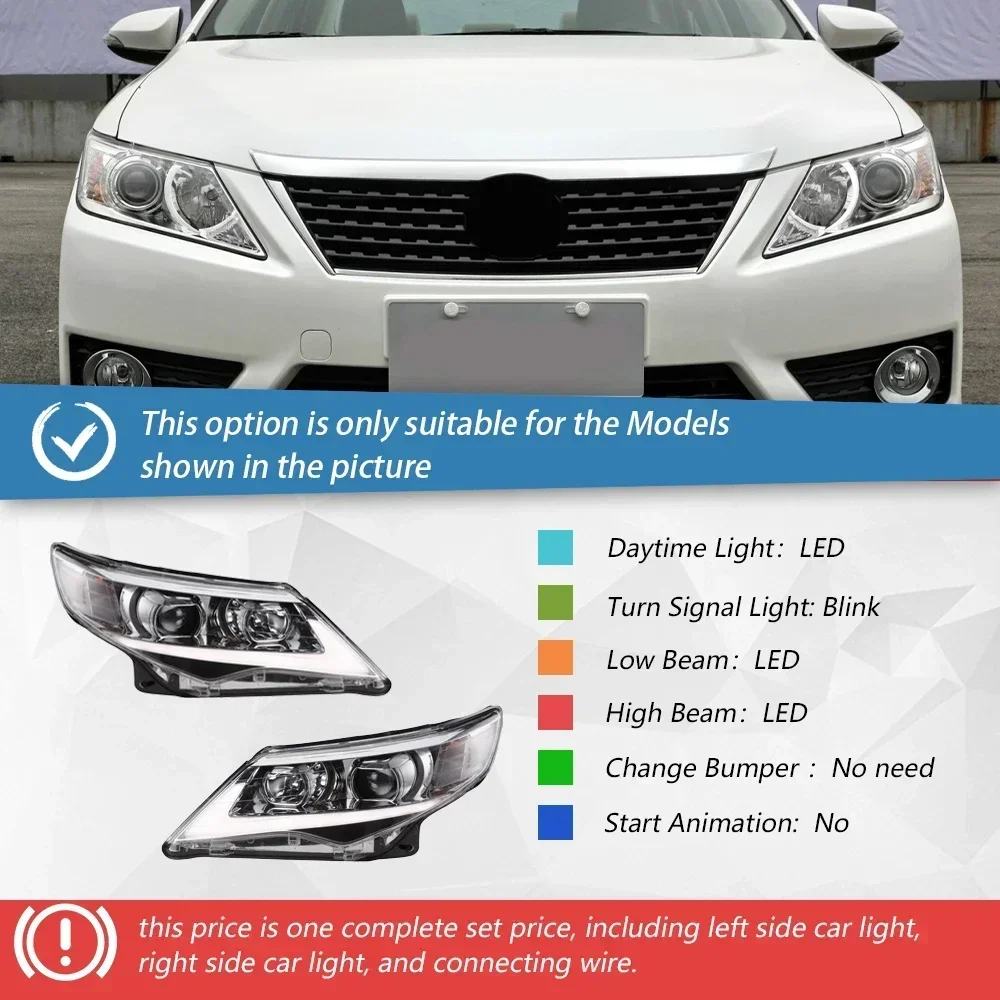 Sff61ad79a78940598875b57e78ce9a1af.webp For US Version Camry 2012-2014 LED Car Front Lamp Assembly Upgrade LED Daytime Light Projector Lens Auto Headlights Accessories - Image 1