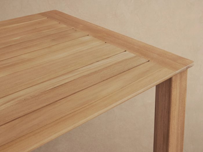Zoe Natural Teak Outdoor Dining Table Minimalist Slatted Patio Garden Dining Table - Image 2
