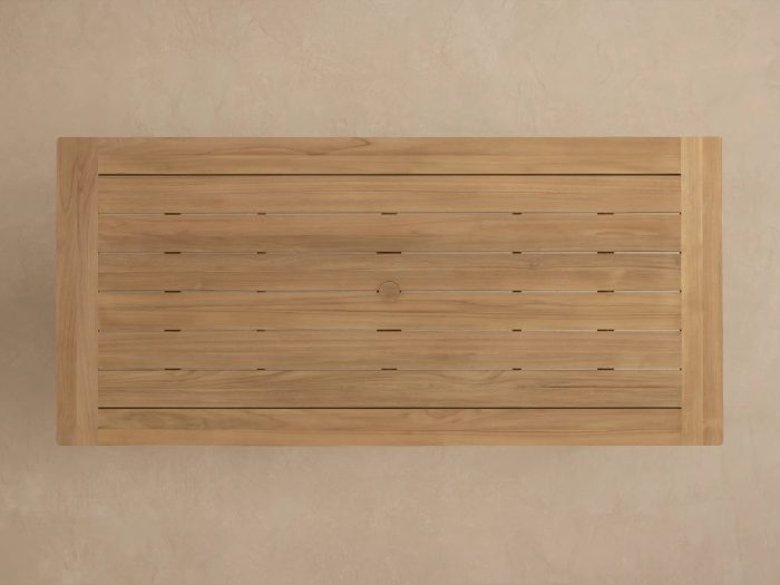 Zoe Natural Teak Outdoor Dining Table Minimalist Slatted Patio Garden Dining Table - Image 3
