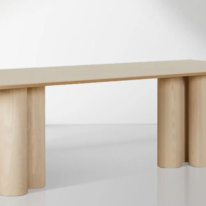Rinde Rectangular Ash Wood Dining Table with Columnar Legs - Image 2