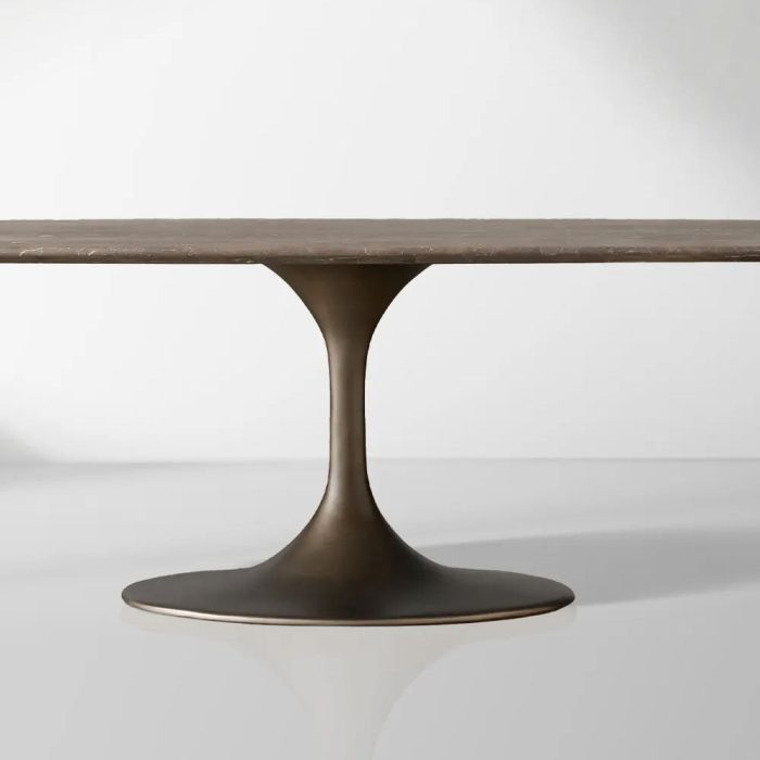 Aero Marble Stone Top Dining Table with Launette Steel Base Luxury Tulip Dining Table - Image 3