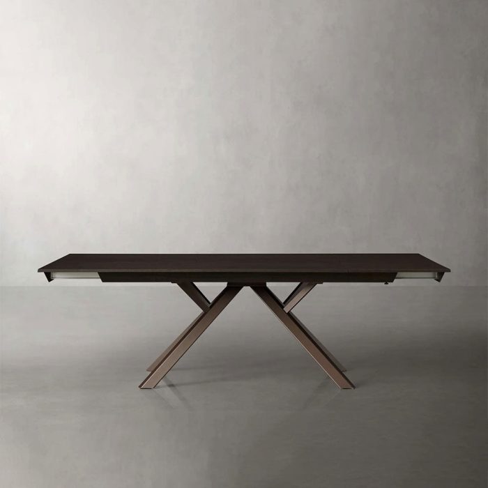 Powell Dual Expandable Wood Dining Table with Steel Base - Image 2