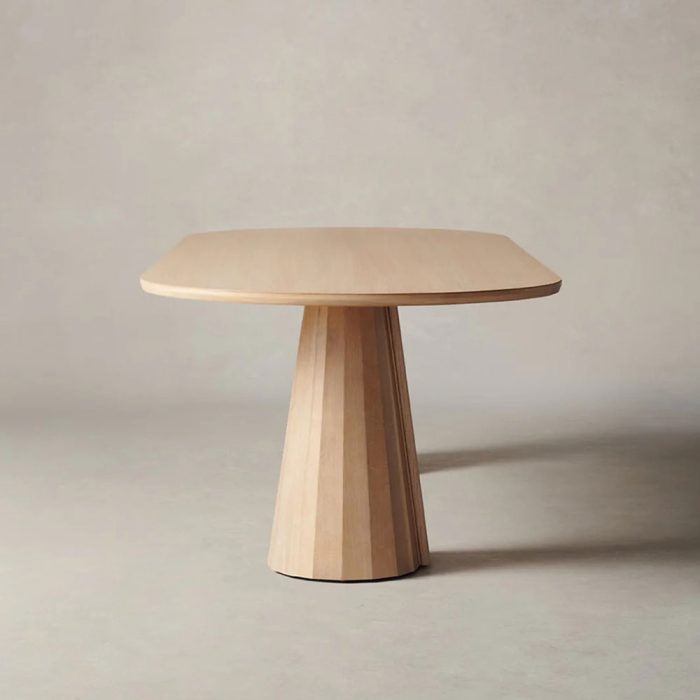 Brank Wood Oval Dining Table With Faceted Cone Base - Image 3