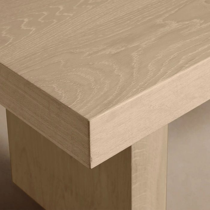 Calvin Rectangle Oak Wood Dining Table Modern Rustic - Image 2