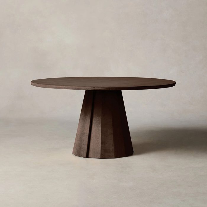 Brank White Oak Wood Round Dining Table With Cone Base - Image 6
