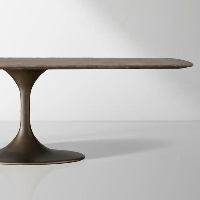 Aero Marble Stone Top Dining Table with Launette Steel Base Luxury Tulip Dining Table - Image 2