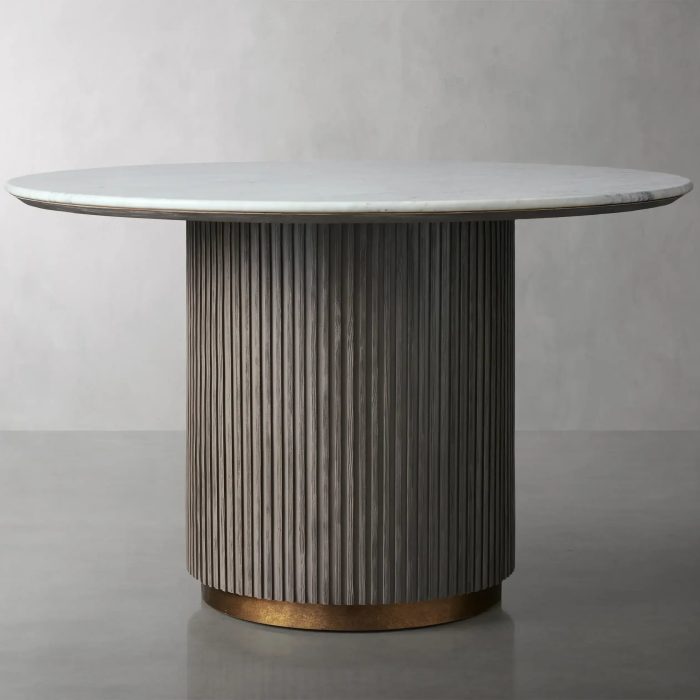 Finnley Round Marble Stone Top With Wood Plinth Bases - Image 13
