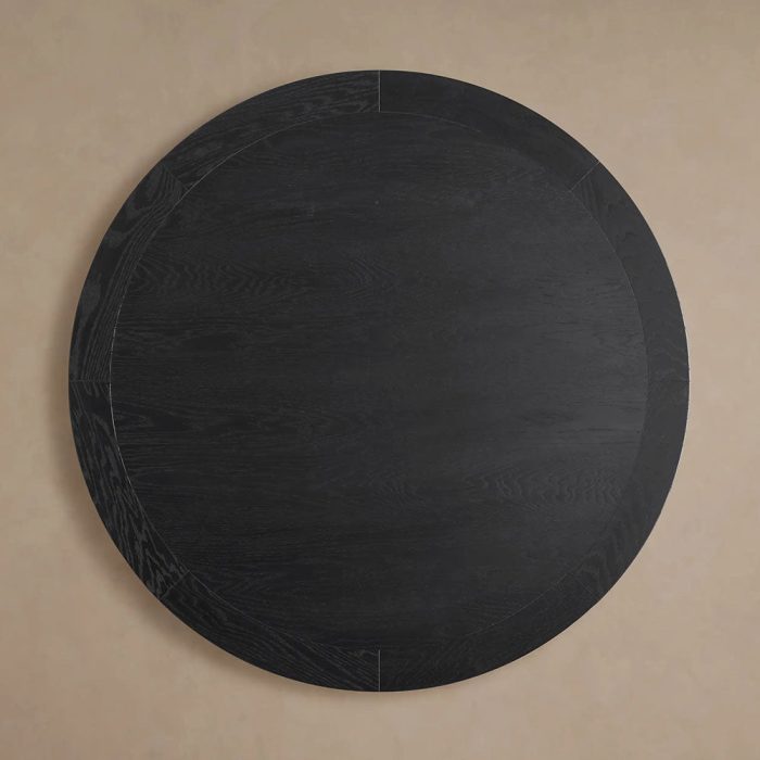 Leighton Modern Country Round Wood Dining Table with Timeless Pedestal Design - Image 5