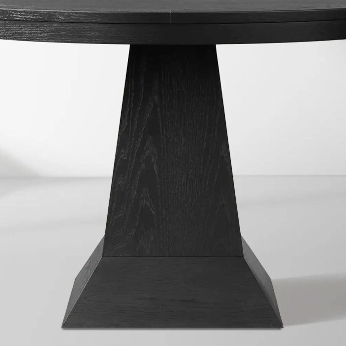 Leighton Modern Country Round Wood Dining Table with Timeless Pedestal Design - Image 2