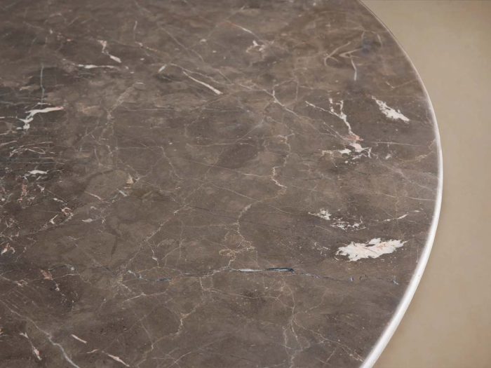 Saint Germain Round Dining Table with Marble Top Wood Dauphine Base - Image 6