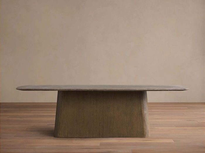 Saint Germain Stone Dining Table with Natural Stone Marble Wood Toulouse Base - Image 5