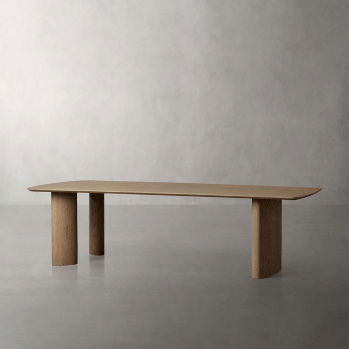Theo Curved Oak Wood Dining Table with Sculptural Base - Image 3