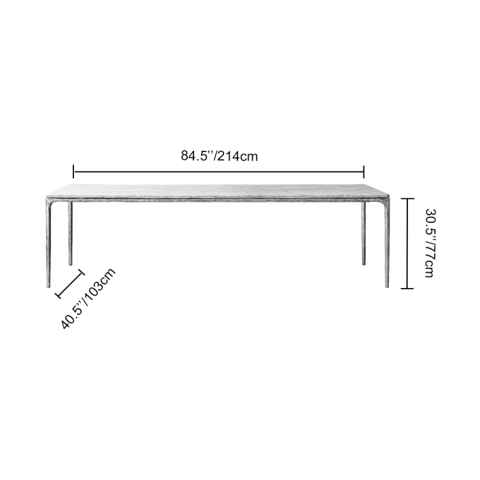 Thaddeus Metal Marble Rectangular Dining Table Hand-Forged Kitchen Table - Image 13