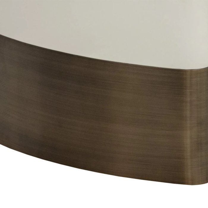 Carolin Pebbled Cream Faux Leather Top Dining Table with Wood Base - Image 5