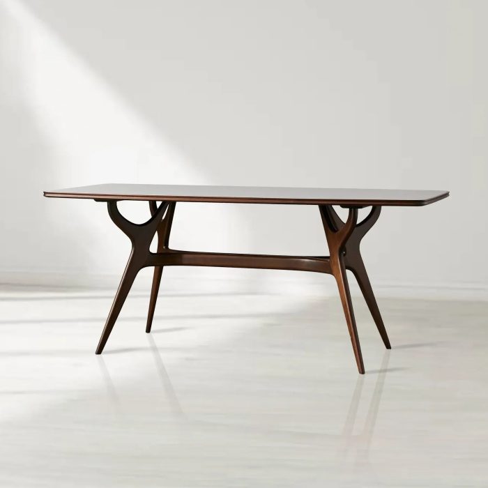 Ambra Inset Glass Top Rectangle Dining Table Modern Wood Italian Design Dining Table - Image 2